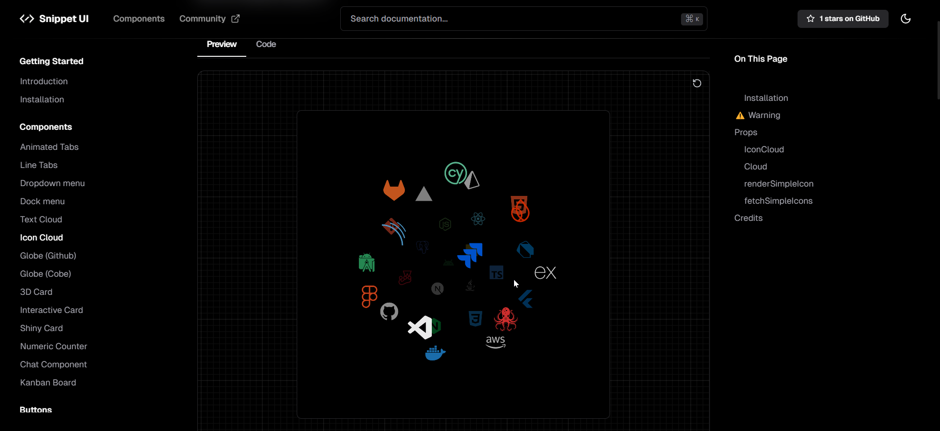 Snippet UI Dashboard